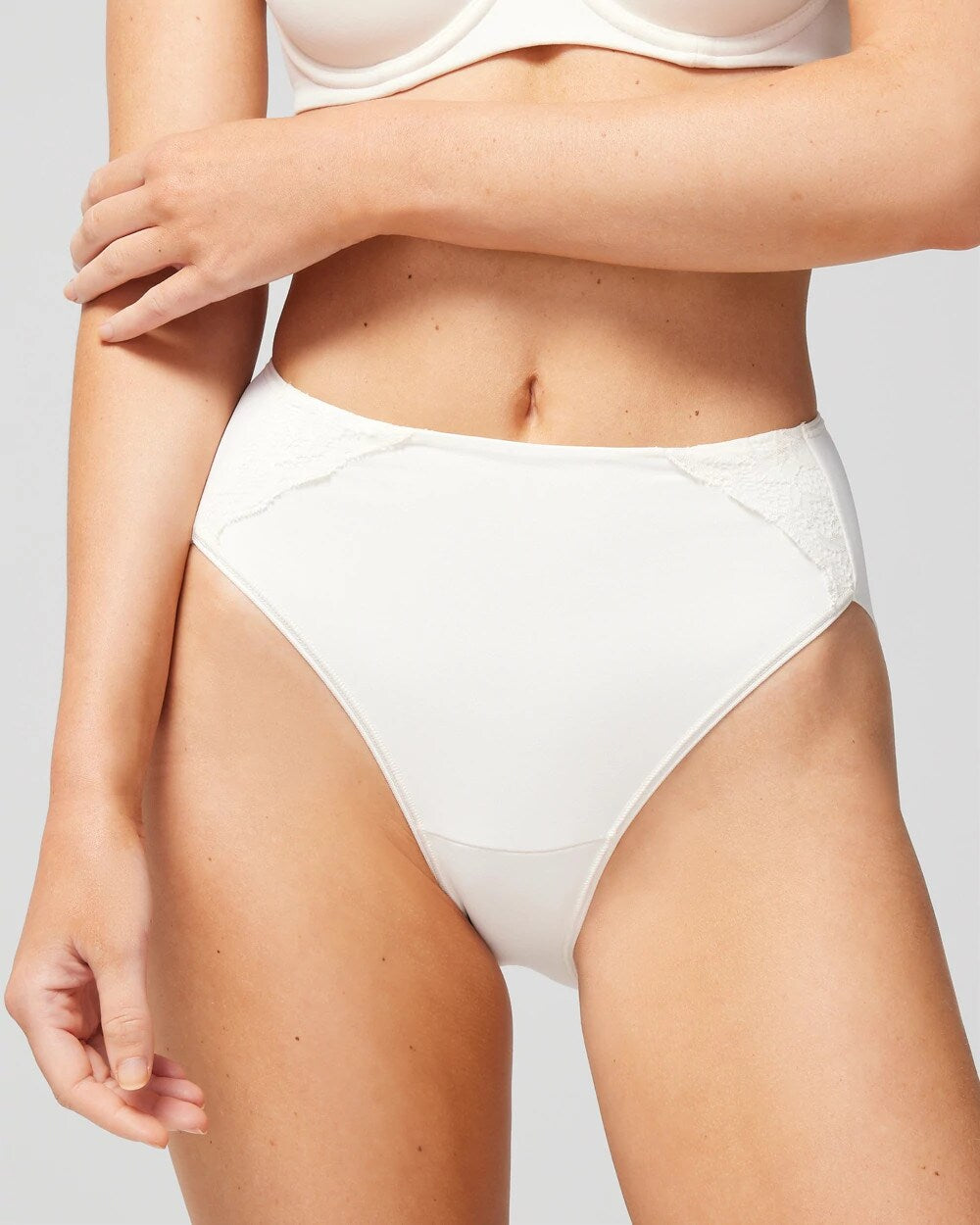 IVORY - High-Leg Brief Panty with Lace | Soma