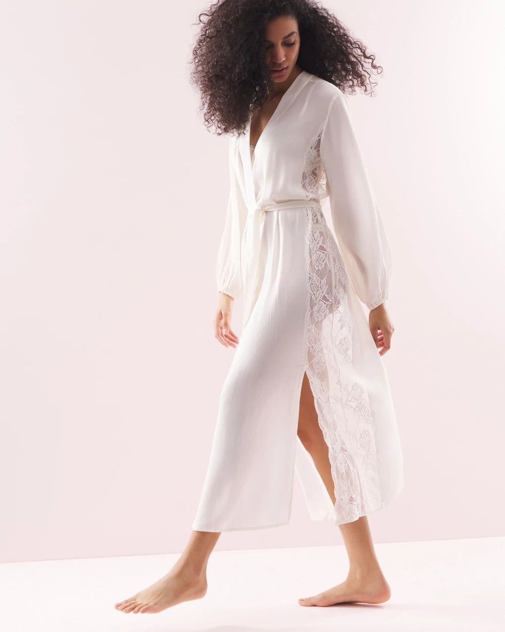 IVORY - Soma's Sexiest Silk Chiffon Long Robe | Soma