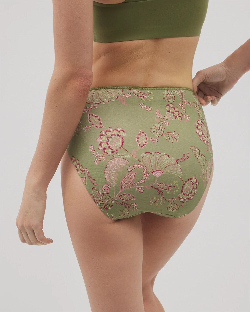 STITCH PAISLEY M GREEN - High-Leg Brief Panty | Soma