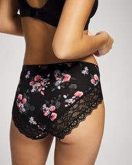 FLORAL DREAMS BLACK MINI - High-Leg Panty with Enchanting Lace | Soma