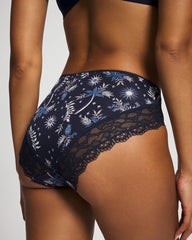 BOTANICAL TILE NAVY M - High-Leg Panty with Enchanting Lace | Soma