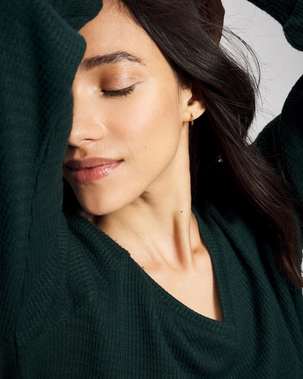 GREEN JOLIE - Cozy Waffle Long Sleeve V-Neck Pajama Top | Soma