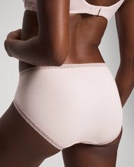 PRETTY PINK - Cotton High-Leg Brief Panty with Lace Trim | Soma
