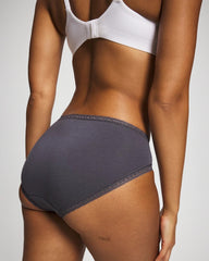 GRAY INK - Cotton High-Leg Brief Panty with Lace Trim | Soma
