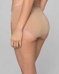 WARM AMBER - Cotton High-Leg Brief Panty with Lace Trim | Soma