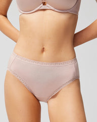 ADOBE ROSE - Cotton High-Leg Brief Panty with Lace Trim | Soma