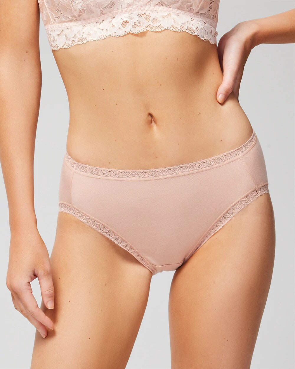 HUSH - Cotton High-Leg Brief Panty with Lace Trim | Soma