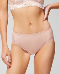 HUSH - Cotton High-Leg Brief Panty with Lace Trim | Soma