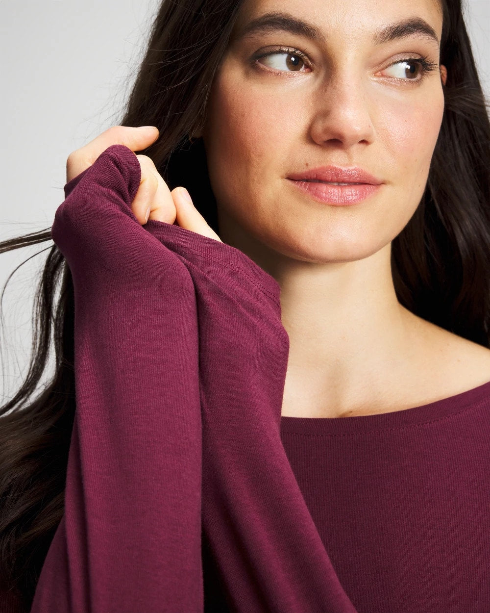 VELVET PLUM - Ruched Long Sleeve Pajama Tee | Soma