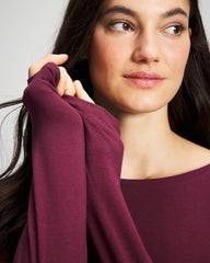 VELVET PLUM - Ruched Long Sleeve Pajama Tee | Soma