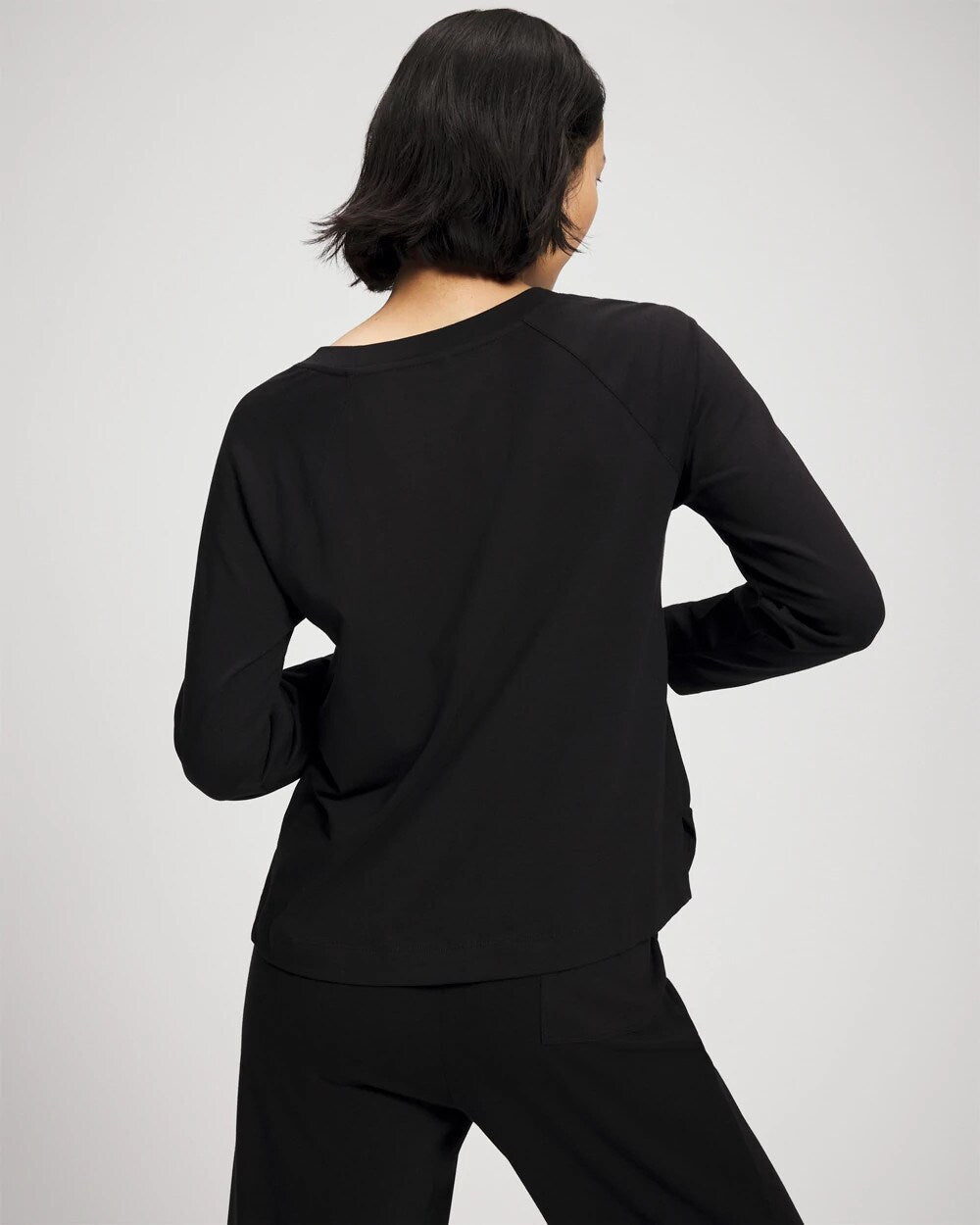 BLACK - Most Loved Cotton Long Sleeve Pajama Tee | Soma