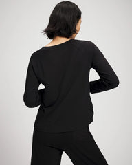 BLACK - Most Loved Cotton Long Sleeve Pajama Tee | Soma