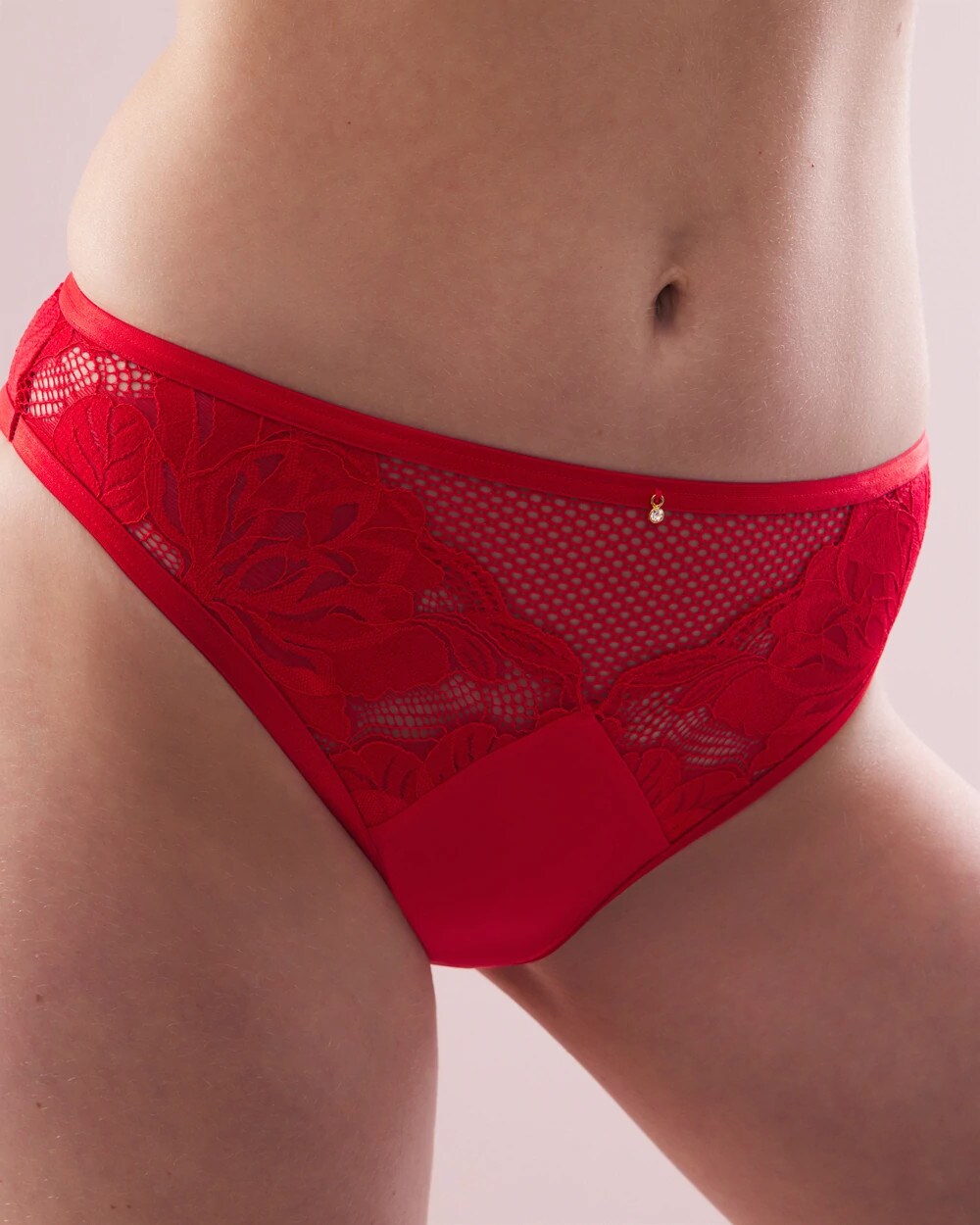 DARE ME RED - French-Cut Brief Panty with Mesh and Lace | Soma