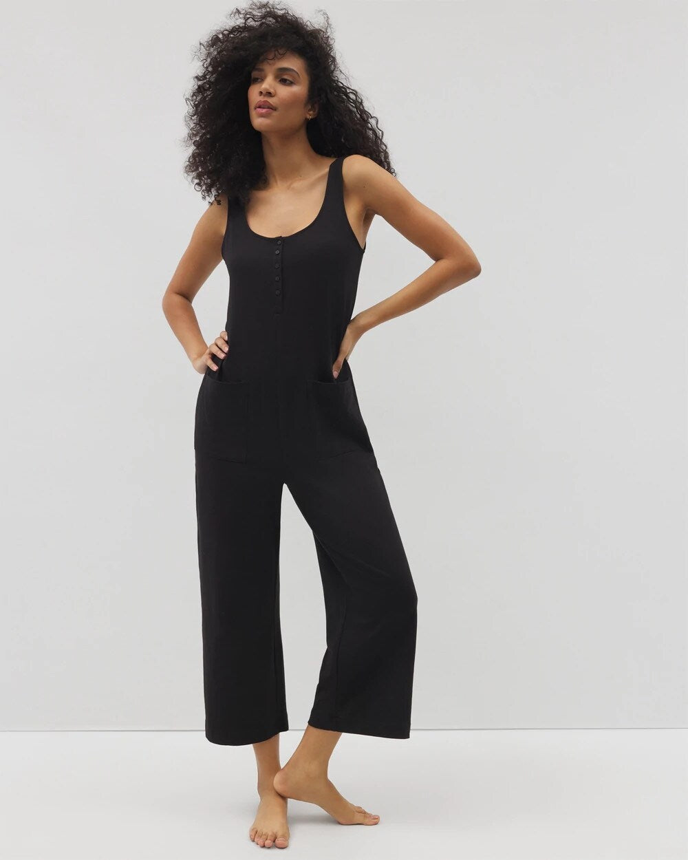 BLACK - Henley Jumpsuit | Soma