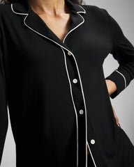 BLACK - Long-Sleeve Notch Collar Pajama Top | Soma