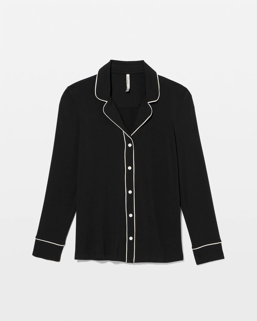 BLACK - Long-Sleeve Notch Collar Pajama Top | Soma
