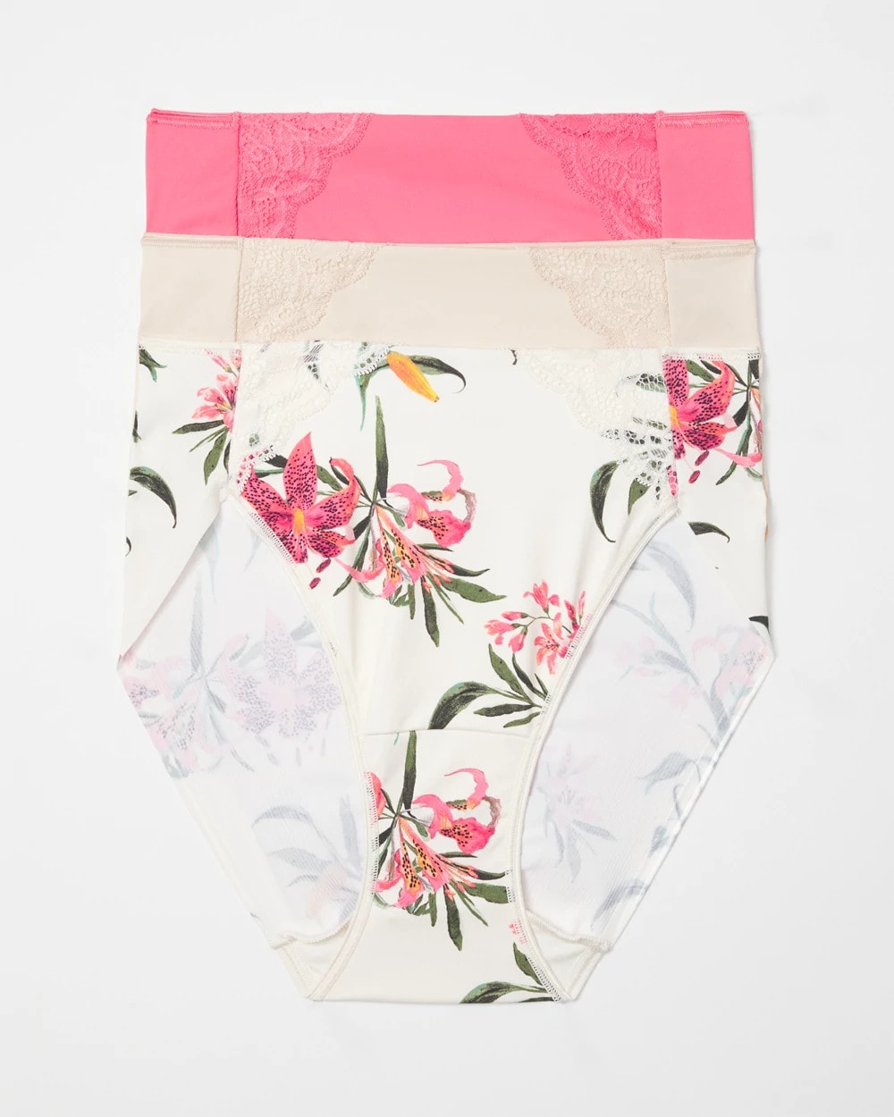 CAMELLIA ROSE MULTIPACK - High-Leg Brief Panty with Lace 3 Pack | Soma