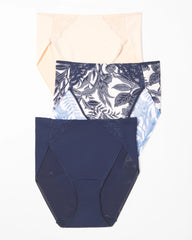 NIGHTFALL NAVY MULTIPACK - High-Leg Brief Panty with Lace 3 Pack | Soma