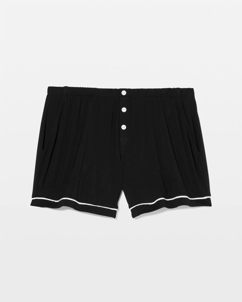 BLACK - Solid Piped Pajama Shorts | Soma