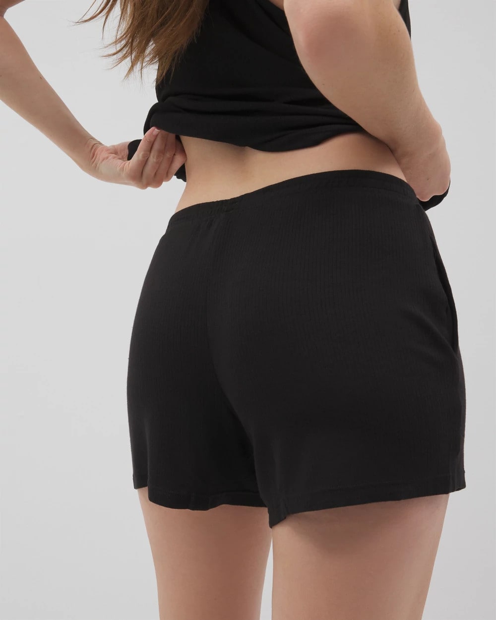 BLACK - Lightweight Rib Knit Pajama Shorts | Soma