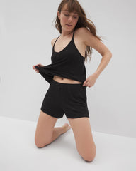 BLACK - Lightweight Rib Knit Pajama Shorts | Soma