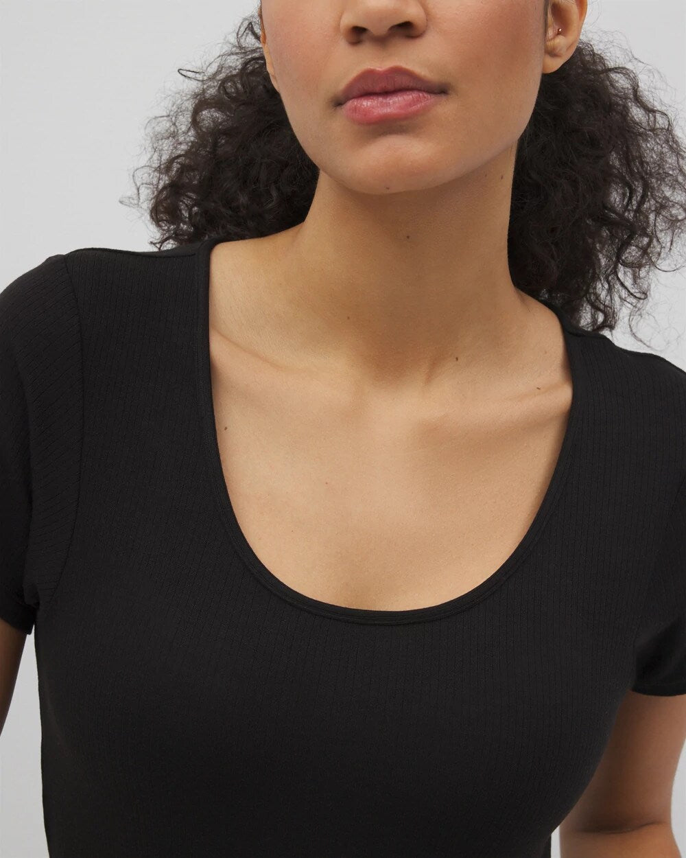 BLACK - Lightweight Rib Knit Short Sleeve Pajama Tee | Soma