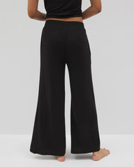 BLACK - Lightweight Rib Knit Wide Leg Pajama Pants | Soma