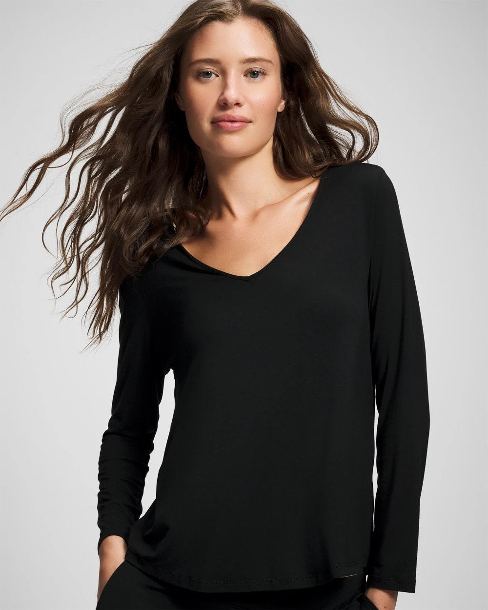 BLACK - Long-Sleeve Pajama Top | Soma