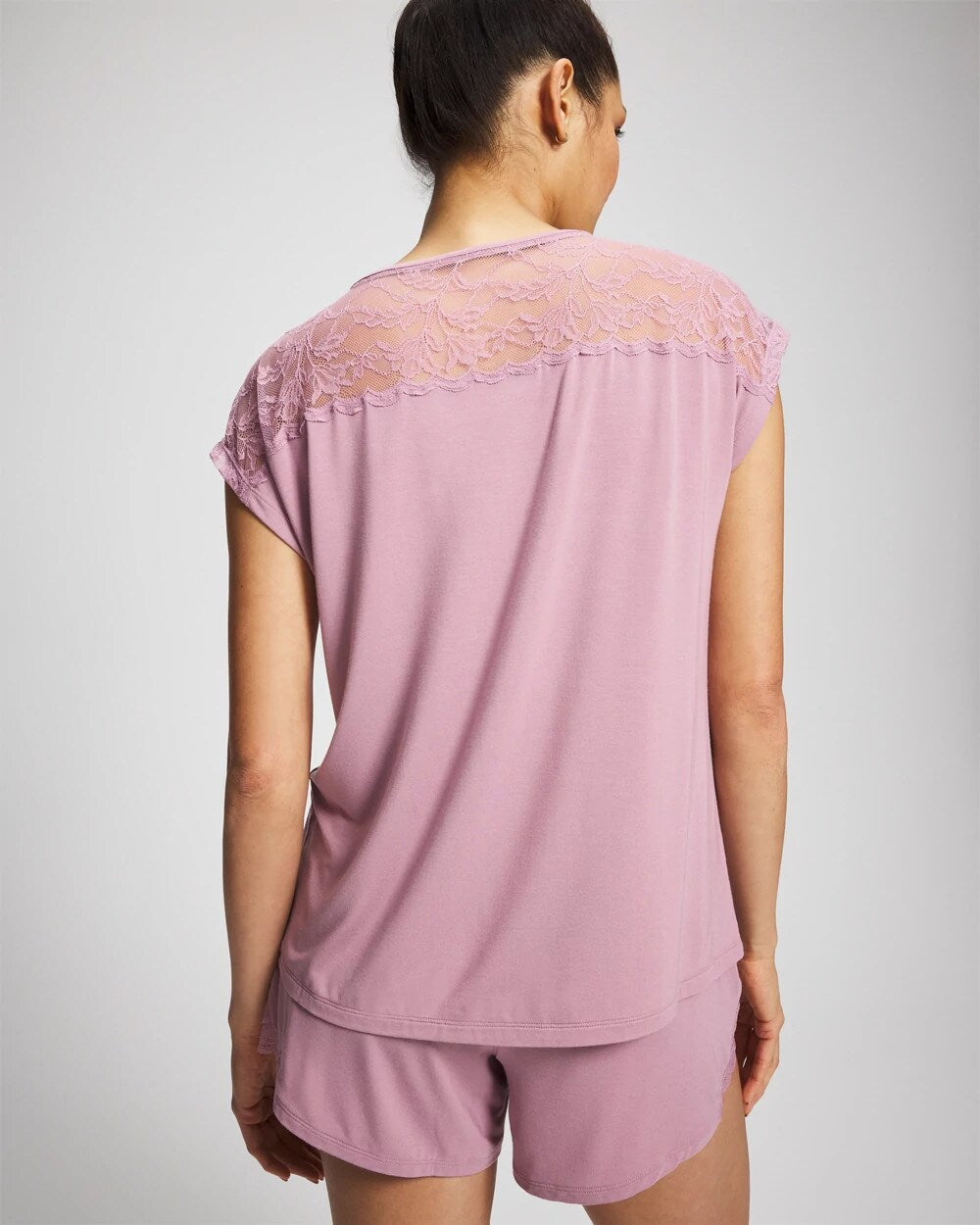 LILAC WINE - Short Sleeve Lace Pajama Tee | Soma
