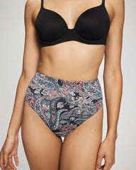 REGAL PAISLEY BLACK MINI - Tummy High-Waist Thong Panty | Soma