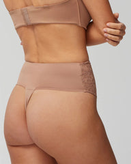 WARM SIENNA - High-Waist Thong Panty With Lace | Soma
