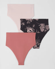 SHADOW FLEUR MULTIPACK - High-Waist Thong Panty 3 Pack | Soma