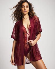 RED VELVET - Lace And Silk Robe | Soma