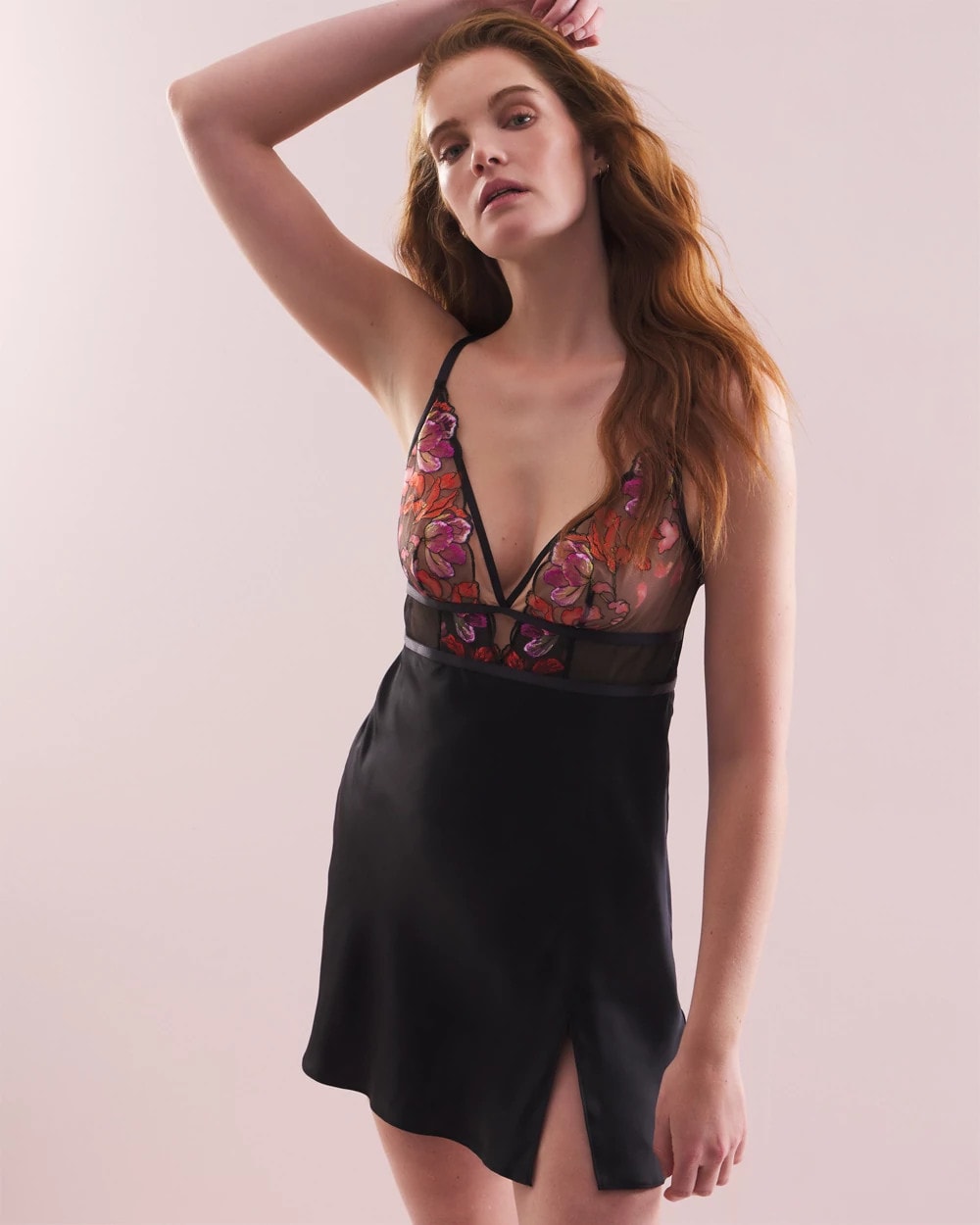 BLACK - Soma's Sexiest Silk Embroidered Chemise | Soma