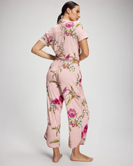 FEATHERED FANCY PINK - Piped Crop Pajama Pant | Soma