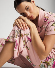 FEATHERED FANCY PINK - Piped Crop Pajama Pant | Soma