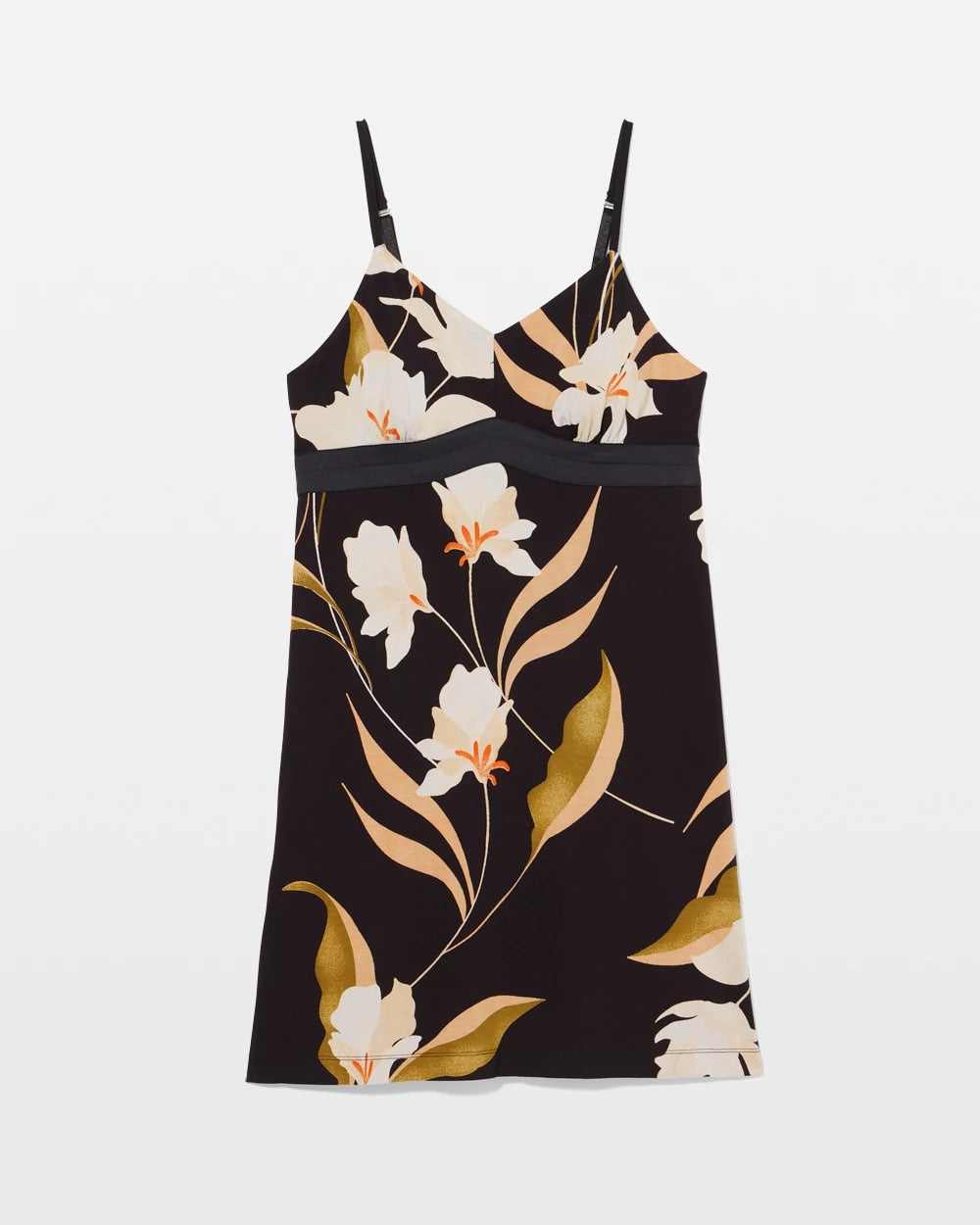 MYSTIC BLOOMS BLACK MID - Satin Trim Chemise | Soma
