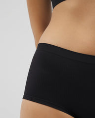 BLACK - Seamless Rib Boyshort Panty | Soma