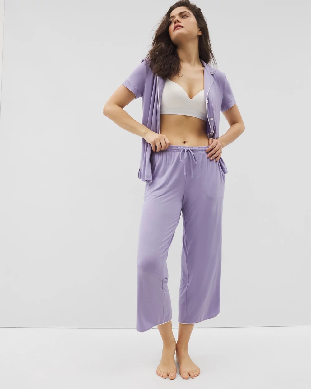 JACARANDA - Solid Piped Crop Pajama Pant | Soma
