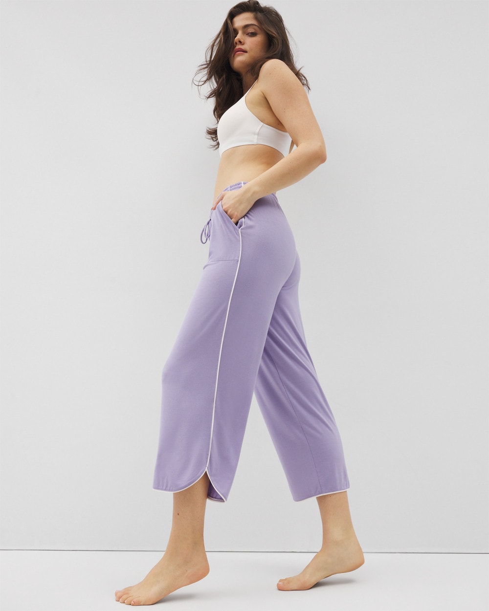 JACARANDA - Solid Piped Crop Pajama Pant | Soma