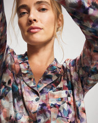 PETAL MOSAIC PETROL - Long-Sleeve Notch Collar Pajama Top | Soma
