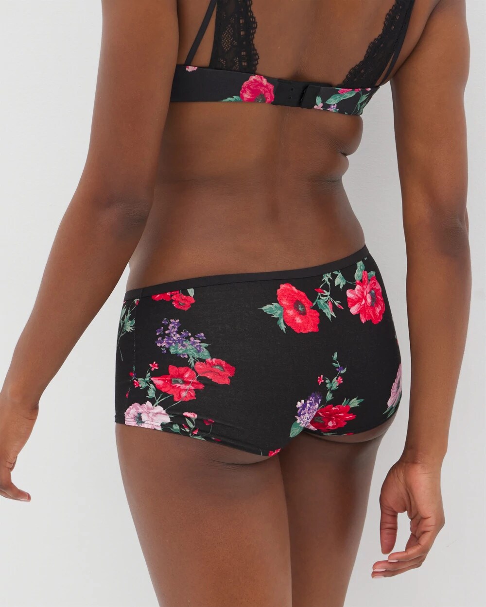RHAPSODY FLORA MINI BLACK - Boyshort Panty with Enchanting Lace | Soma