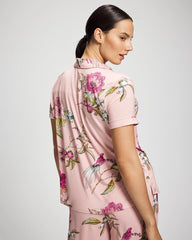 FEATHERED FANCY PINK - Printed Short Sleeve Notch Collar | Soma