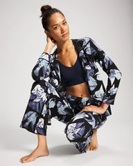 WHIMSICAL WINGS BLK MID - Satin Trim Pajama Pant | Soma