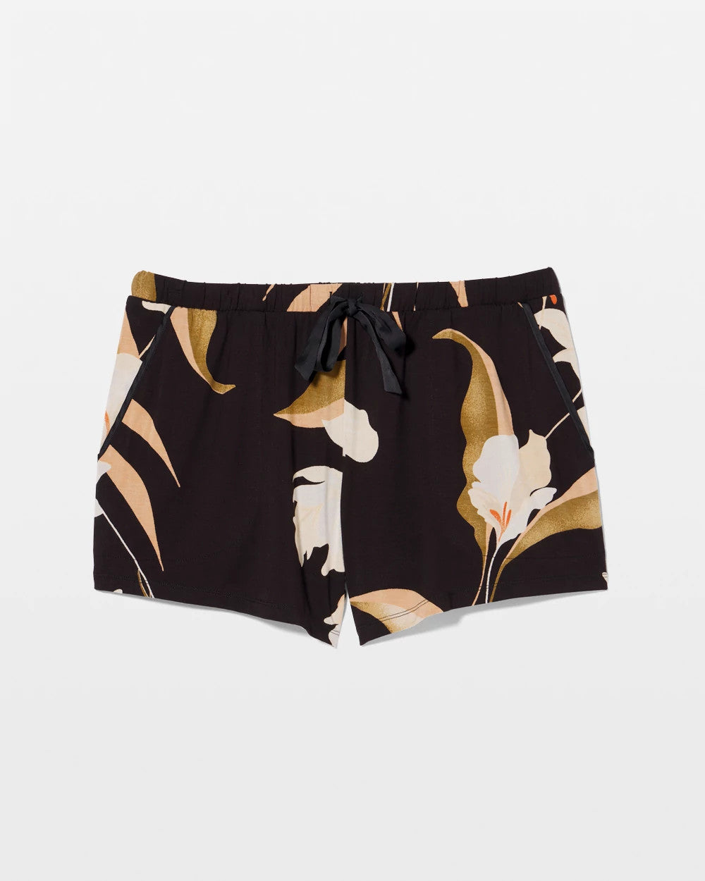 MYSTIC BLOOMS BLACK MID - Satin Trim Pajama Short | Soma