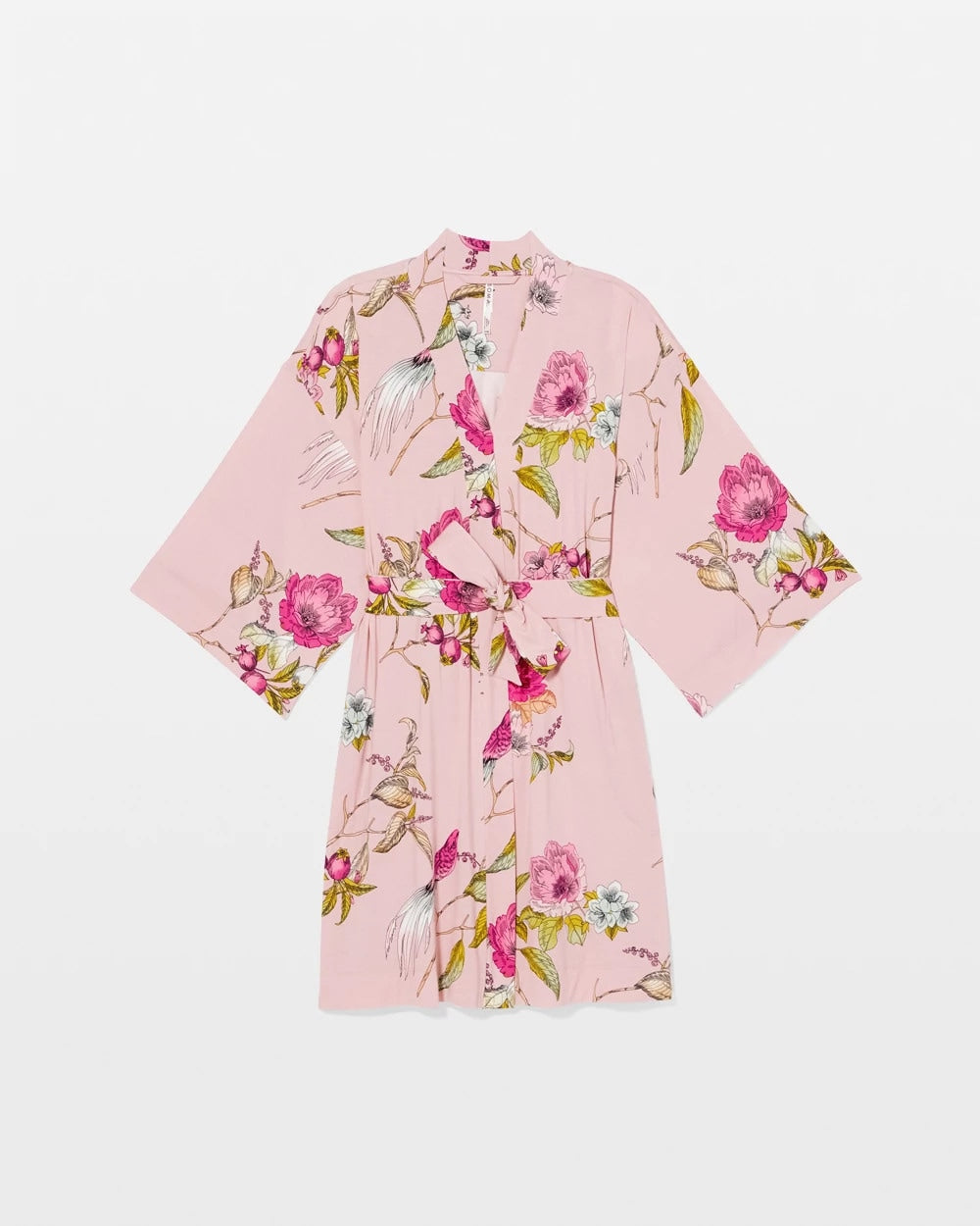 FEATHERED FANCY PINK - Kimono Short Robe | Soma