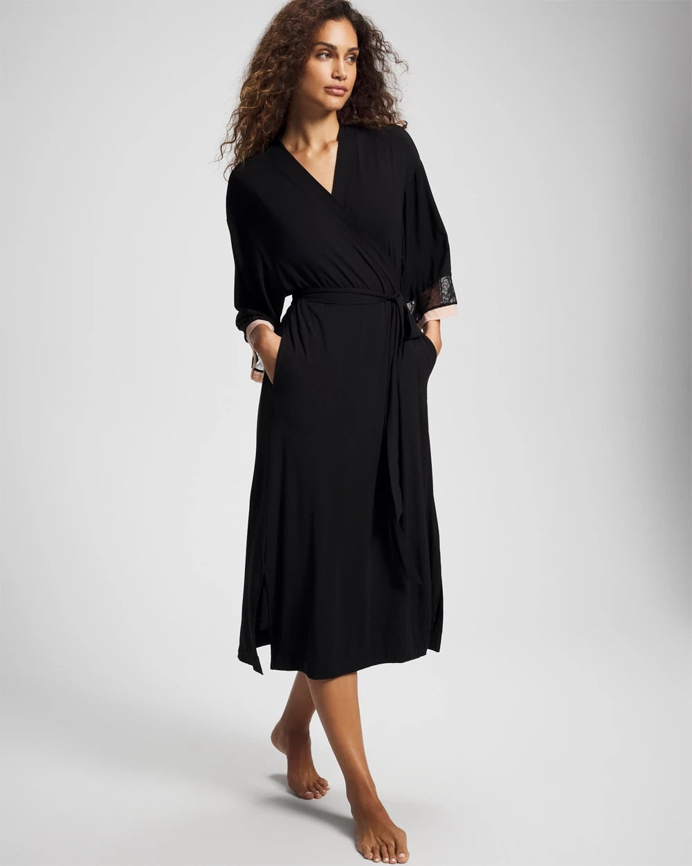 BLACK - Lace Midi Robe | Soma