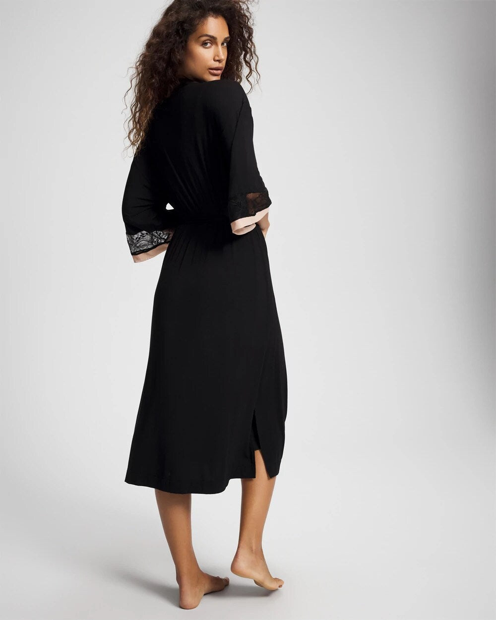 BLACK - Lace Midi Robe | Soma