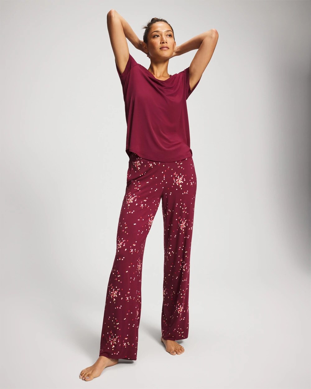 SCATTERED SQUARES VP/FOIL - Packaged Short-Sleeve Pant Pajama Set | Soma