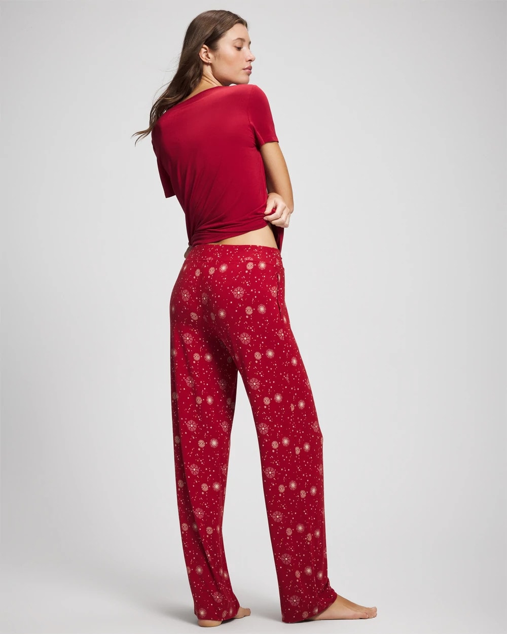 FIRST NIGHT RED/FOIL - Packaged Short-Sleeve Pant Pajama Set | Soma